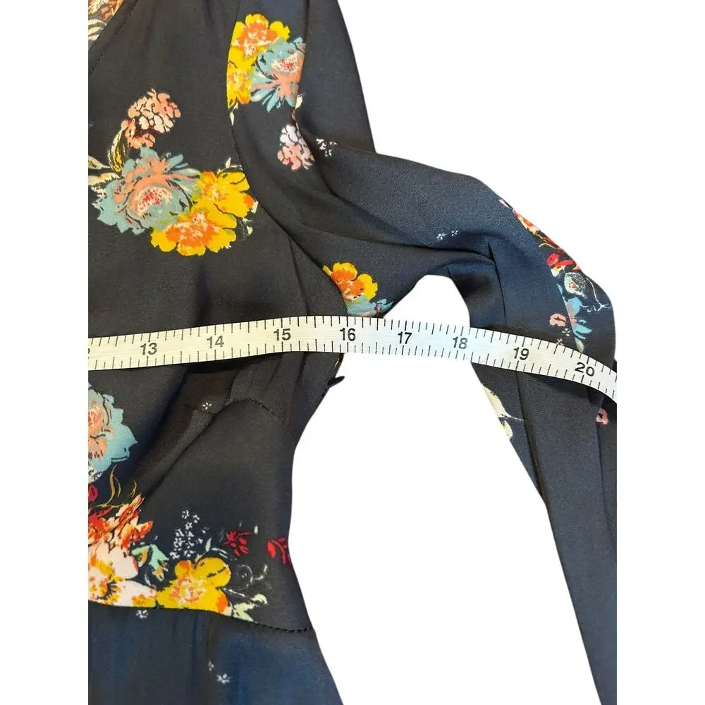 NWT FREE PEOPLE Midnight Dress Shift Silky Short Mini Floral Dress Women's Small